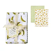 【日本Habituel】居家萬用擦拭 純棉布巾2入組 ‧ 條紋+香蕉(黃)