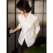 【MsMore】 襯衫百搭通勤全棉經典氣質白襯衫上衣# 127138 M 白色