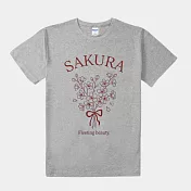 【MsMore】 《自訂款》初春櫻綻花束圓領T恤# 127144 S 灰色
