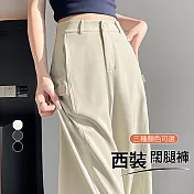 【初色】韓系純色高腰顯瘦寬鬆窄版闊腿褲休閒褲長褲-共3色-18573(M-2XL可選) M 杏色
