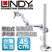 LINDY 林帝 臺灣製 長旋臂式螢幕支架+45cm開孔式支桿 組合 40962+40696
