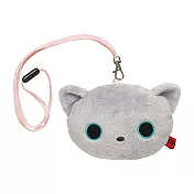 San-X 小襪貓貓町散步系列掛繩毛絨零錢包。小灰貓