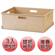 《真心良品》山本超大收納置物盒3入 棕色