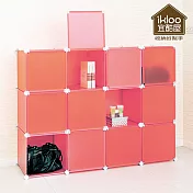 【ikloo】diy家具12格12門收納櫃/組合櫃 桃花紅
