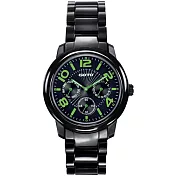 GOTO 躍色潮流時尚陶瓷腕錶(黑綠)