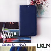 【韓國原裝潮牌 LKUN】Samsung Galaxy S4 i9500 專用保護皮套 100%高階牛皮皮套㊣ 簡約時尚輕風格&錢包完美結合 (深藍)