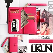 【韓國原裝潮牌 LKUN】LG Optimus G Pro E988 專用保護皮套 100%高階牛皮皮套㊣ 多功能多用途手機皮套&錢包完美結合(玫紅)