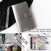 【韓國原裝潮牌 LKUN】Samsung Note2 N7100 專用保護皮套 100%高階牛皮皮套㊣ 多功能多用途手機皮套&錢包完美結合 (珍珠銀)