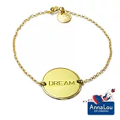 【Anna Lou OF LONDON】倫敦品牌 Inspirational Disc 優雅字墜 DREAM 手鍊~亮金