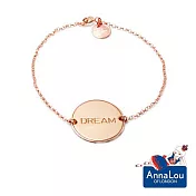 【Anna Lou OF LONDON】倫敦品牌 Inspirational Disc 優雅字墜 DREAM 手鍊~玫瑰金
