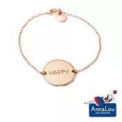 【Anna Lou OF LONDON】倫敦品牌 Inspirational Disc 優雅字墜 HAPPY 手鍊~玫瑰金