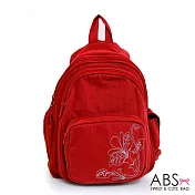 ABS貝斯貓 典雅花卉圖騰 小型雙肩後背包 (玫瑰紅) 88-037