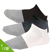 【老船長】奈米竹炭抗菌毛巾氣墊船型襪-12雙入        黑色