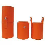 【Galatea葛拉蒂】短柄刷收納皮革圓筒(亮麗橘)