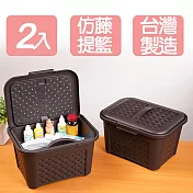 《真心良品》藤蔓風鄉村手提式收納籃(2入) 時尚黑