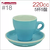 Tiamo 18號鬱金香大卡布杯盤組(雙色) 220cc 五杯五盤 (粉藍) HG0852BB