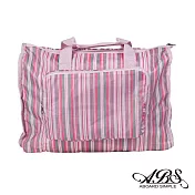 ABS愛貝斯 日本防水摺疊旅行袋 可加掛上拉桿(粉系條紋)66-001D5