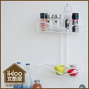 【ikloo】TACO無痕吸盤系列-多功能雙層置物籃 氣質白