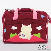 ABS貝斯貓 俏皮出遊貓咪拼布 旅遊專用行李袋 (活力紅) 88-129