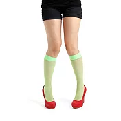『摩達客』英國進口義大利製【Pamela Mann】螢光綠細格紋及膝高筒襪        Free SIZE