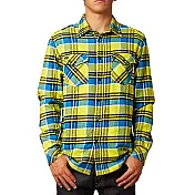 『摩達客』美國進口知名時尚休閒品牌【Fox】黃藍方格紋長袖襯衫S