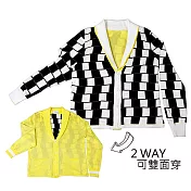 『摩達客』美國LA設計品牌【Suvnir】黑白格紋雙面針織衫外套M-2