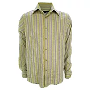 【摩達客】英國製設計品牌Higgins灰藍直紋微皺風休閒長袖襯衫A-L