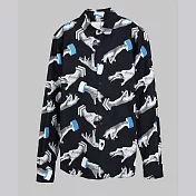 【摩達客】韓國進口設計品牌DBSW Hand Drops黑色時尚純棉男士修身長袖襯衫S手掉了