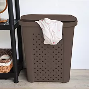 【nicegoods 好東西】古典藤蔓附蓋洗衣籃(57公升)咖啡