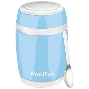 MoliFun魔力坊 不鏽鋼真空保鮮保溫燜燒食物罐480ml-天晴藍