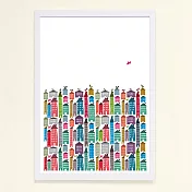 【摩達客】西班牙知名插畫家Judy Kaufmann藝術創作海報掛畫裝飾畫 (附Judy本人簽名)(含木框)房屋與鳥