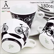義大利 d’ANCAP 陶瓷咖啡杯盤組-自行車 180cc (6杯6盤) HG9394