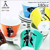 義大利 d’ANCAP 陶瓷咖啡杯盤組-標準舞 180cc (6杯6盤) HG9396