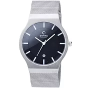 OBAKU 極簡時代優雅時尚腕錶(黑麵白刻/大)