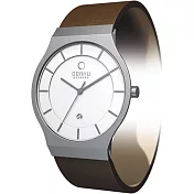 OBAKU 極簡時代優雅時尚腕錶-咖啡帶白麵/大
