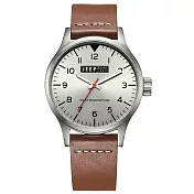 Jeep Spirit   美式派對美國復古風腕錶-銀X褐色