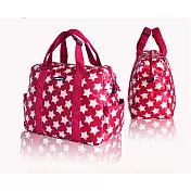 Landou 星星圖案多功能肩側背包 媽咪包 媽媽包紅色