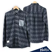 <現貨+預購>襯衫純棉民族風印花拼色口袋長袖襯衫-HeHa-S*