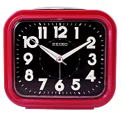 【日本精工-SEIKO】QHK023流線方型靜音夜光貪睡鬧鐘-紅色R