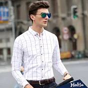 <現貨+預購>襯衫格紋抗皺免燙長袖襯衫三色-HeHa-3XL(白色）