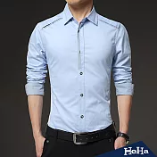 <現貨+預購>襯衫純綿紳士簡約拼接長袖襯衫四色-HeHa-3XL（淺藍）