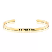 MANTRABAND 美國悄悄話手環 BE PRESENT 活在當下 把握今天 附原廠盒 金色手環