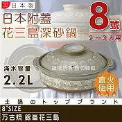 【萬古燒】日本製Ginpo銀峰花三島耐熱砂鍋-8號(適用2-3人)