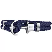 PAUL HEWITT 皮革編織銀色船錨款手環M海軍藍