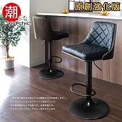 【潮傢俬】Manfredi曼菲蒂吧台椅(皮質) 黑