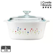 【美國康寧 Corningware】春漾花朵方型康寧鍋3L