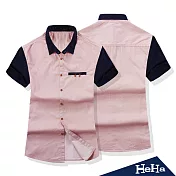 <現貨+預購>襯衫休閒純棉紅藍拼色短袖襯衫HeHa-L*
