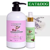 CAT&DOG茶籽酵素寵物精油沐浴乳500ml(薰衣草)+乾洗手噴霧150ml(青檸)