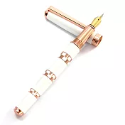 美締克 Renaissance 奢華系列 珍珠白棋盤紋玫瑰金夾鋼筆 F尖