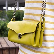 Little OH! 旅行用 手工製作 牛皮護照票卡收納隨身包-亮眼黃綠